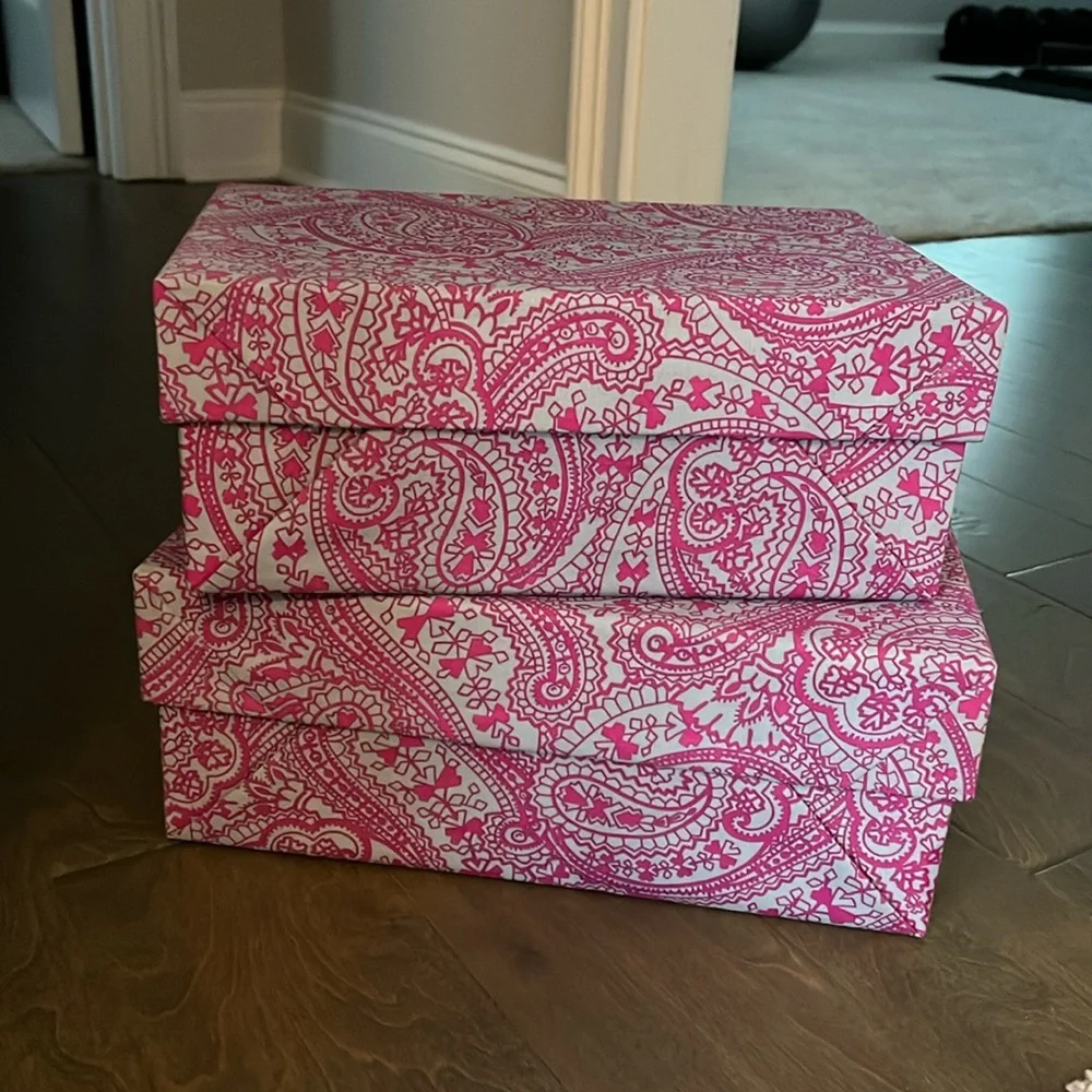 Set of 2 Fabric Covered Decorative Storage Boxes - Picture 1 of 3